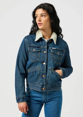 Damska Kurtka Jeansowa Wrangler Heritage Sherpa Jacket Washed Out 112355410